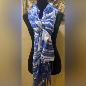 Blue and White Striped Scarf
